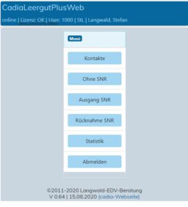 Aufruf von CadiaLeergutPLUS_Web online für unterwegs